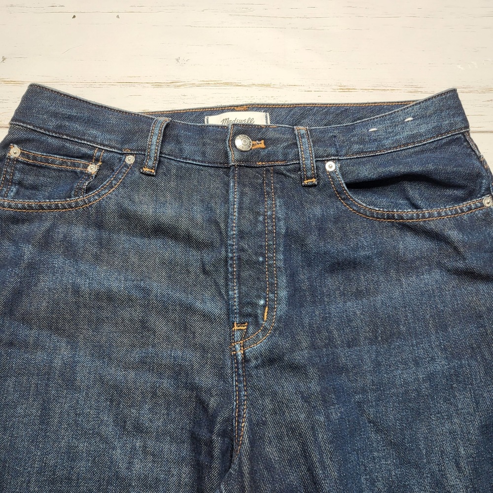 Madewell Curvy Darted Barrel Leg Jeans Button Fly Soft Drape Dark Wash Blue 29 - Picture 5 of 11